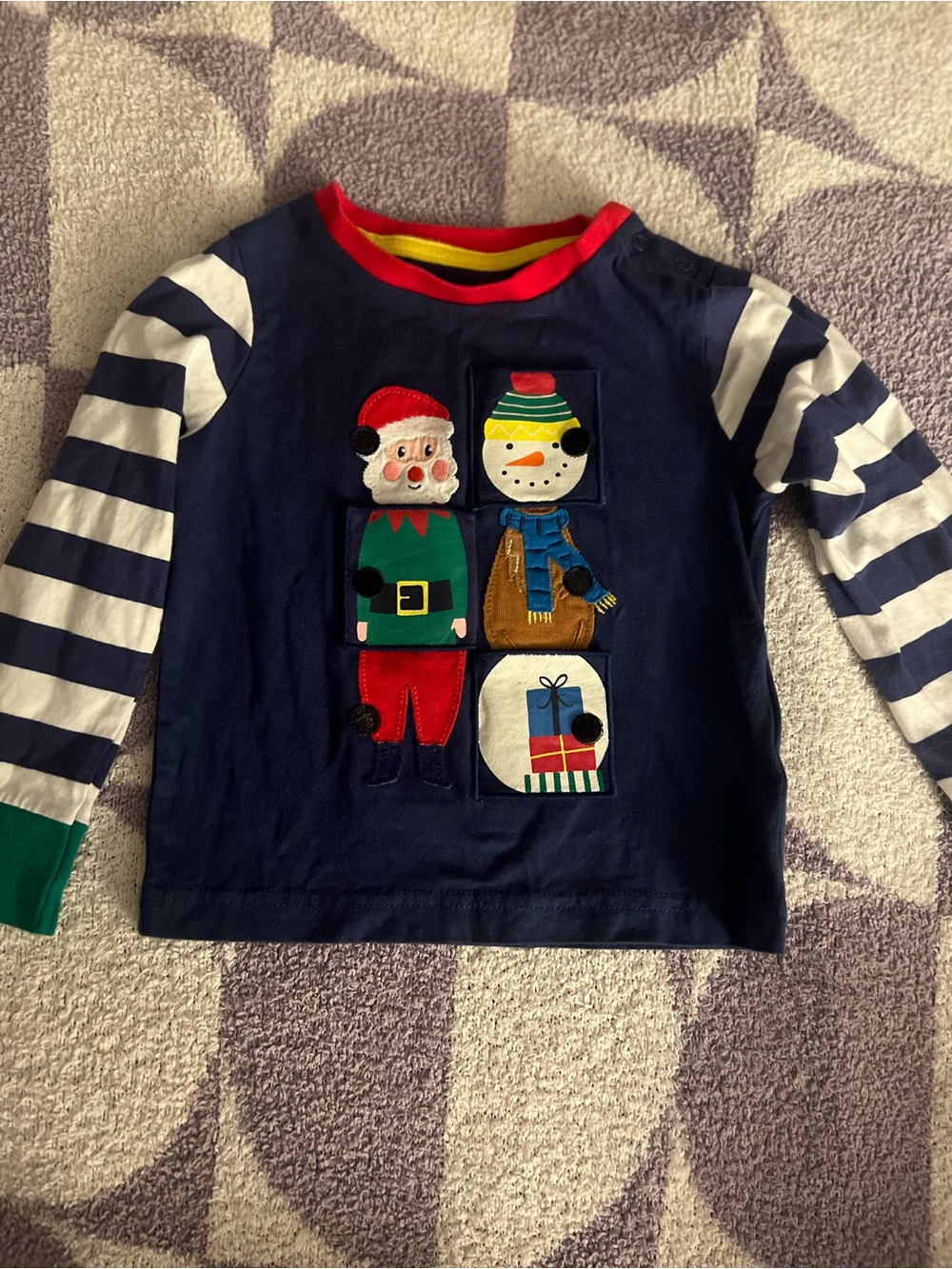 🎅🏼 Baby Boden Navy Christmas Mix + Match Velcro Appliqué Kids Long-Sleeve Top